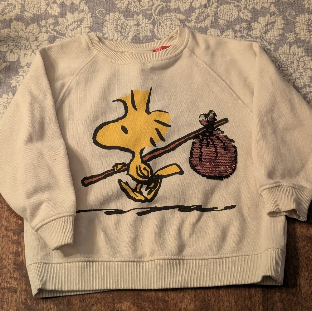 Zara / Peanuts Collab Woodstock Sequin Graphic Sweatshirt/ Size 6
